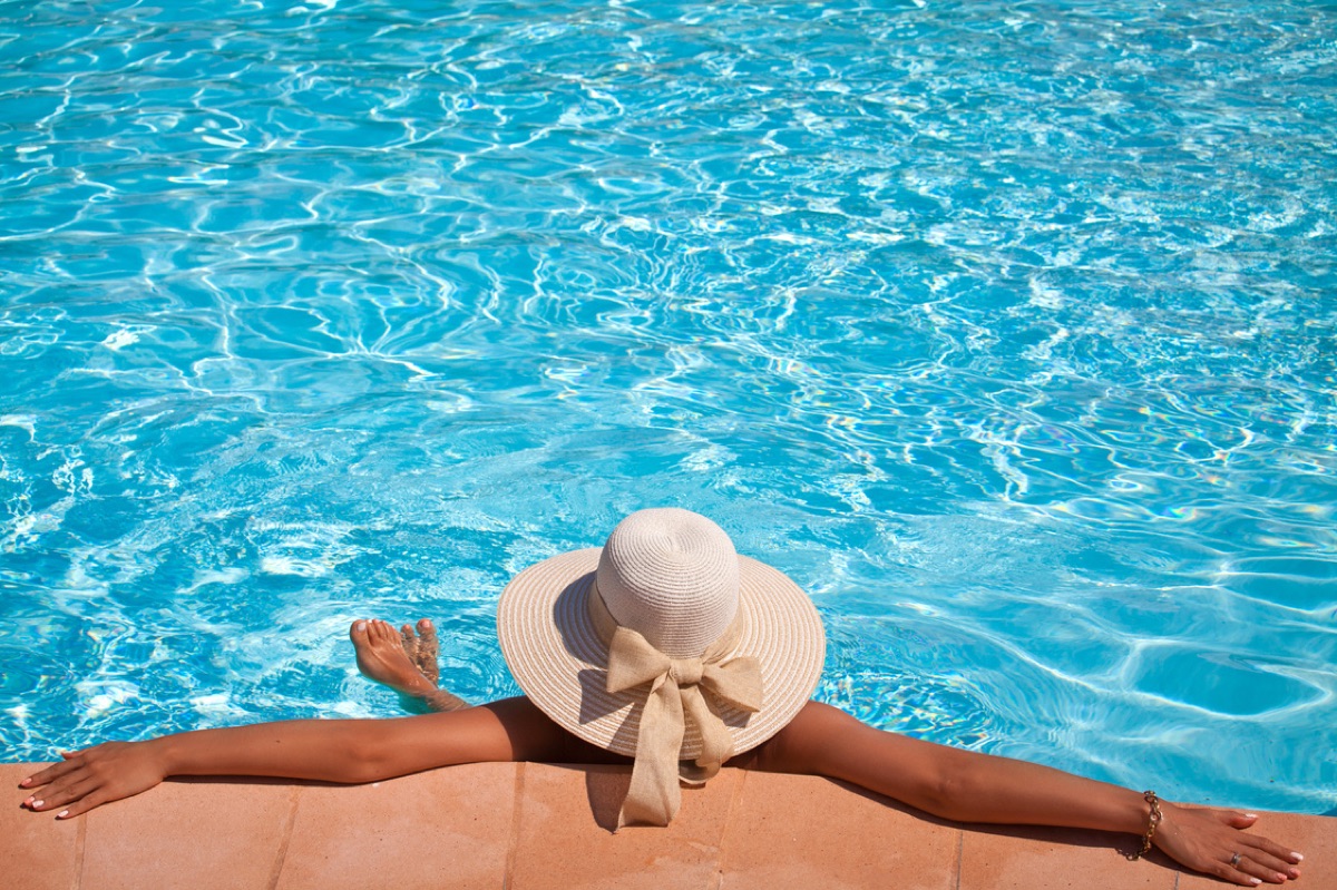 Leisure guest relaxing by the pool